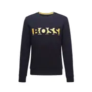 Men's Hugo Boss Boss 50465948 Athleisure Salbo Gold Capsule Logo Crew Sweat Top - Navy Large