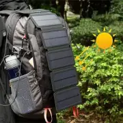 Folding Outdoor Solar Panel Charger Portable Output Devices Camp Hiking Backpack