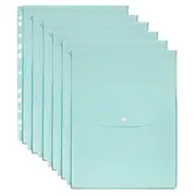 6PK Marbig Pastel Top Open A4 Ring Binder Wallet Pocket Stationery Holder Blue