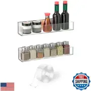VAEHOLD Adhesive Acrylic Spice Rack with Nano Double Sided Tape Wall Mount Or