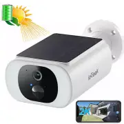 2K Solar Security Camera Outdoor Wireless with Embedded Solar Panel, Battery Cam