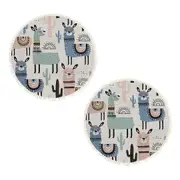 SOGA 2X 120cm Alpaca Cactus Pattern Rug Desert Animals Non-Slip Round Area Rugs for Living Room Dining Room