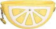 [Generic] Strawberry Costume Lemon Shaped Handbag With Chain Strap Lemon Shape For Smartphones PU Funny Fruit Shape Shoulder Bag