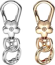 uxcell 2 Pcs Metal Keychain Clip Swivel Lobster Claw Clasp Quick Release Key Ring Detachable Double Opening Snap Hooks for Jewelry Making Crafts Backpack Bag Lanyard, Light Gold/White