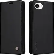 Case for iPhone 16e PU Leather Wallet Cover, Flip Folio Case with Card Holders,Magnetic Phone Cover Compatible with iPhone 16e,Black