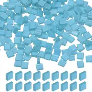 2 Hole Glass Seed Beads, 200 Pcs 5mm Mini Rectangle Glass Seed Bead, Light Blue
