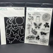 Gina k Designs Birthday Blessings Stamp and die set NEW photopolymer sentiments