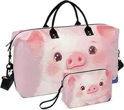 [YXYZRMY] Cute Pig Portrait Travel Duffel Bag Gym Bag Sports Tote Bag with Multiple Interior Pockets Shoulder Weekender Bag for Women Men with Toiletry Bag 20.5”x 7.9”x 13.8”, Multi-Colored, one size
