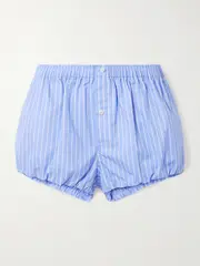 [Acne Studios] Acne Studios - Gathered Striped Cotton-poplin Shorts - Blue - FR 40 FR 40 Blue