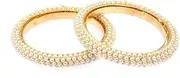 [Efulgenz] Indian Traditional Pearl Beaded Bangles Faux Pearl Antique Bangle Bracelet Set Bridal Wedding Party Bollywood Fashion Statement Jewelry for Women (2 Pcs) Size 2.4