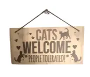Cats Welcome Sign Wall Hanging Plaque Home Pet Decor 7.9 in x 3.9 in