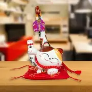 China Porcelain Beckoning Maneki Neko Ornament Swing Lucky Cat Feng Shui Statue