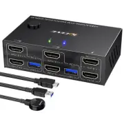 Dual Monitor HDMI KVM Switch DisplayPort 4K@60Hz DP Extended Display USB 3.0