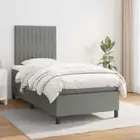 Box Spring Bed with Mattress Dark Grey 106x203cm King Single Size Fabric