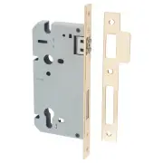 85mm Euro Roller Lock (60mm Backset), Polish Brass