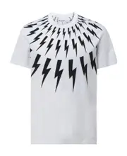 Neil Barrett Thunderbolt Print Crewneck T-Shirt S,XL,L,M,XXL White