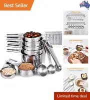 Measuring Cups and Spoons Set: 18/8 Stainless Steel Measuring Cups 15 Piece: ...