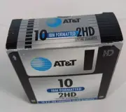 10 Pack AT&T Branded 1.44MB Floppy Disks DS/HD MF 2HD 3.5 INCH IBM Formatted