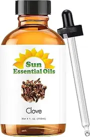 Sun Essential Oils - Clove Essential Oil 4 oz Clove Oil for Diffuser, Skin, Aromatherapy with Dropper - Clove Oil Aromatherapy - Clove Diffuser Oil