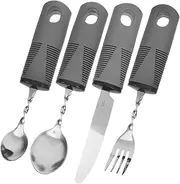 NOLITOY 4pcs Adaptive Utensil Bendable Knife Fork Spoon for Elderly Rehabilitation Eating Aid for Hand Tremors Self Feeding Assistance for Mealtime Independence