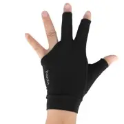 (Black M)Boodun Unisex Adults 3-Finger Snooker Pool Cue Glove Billiards