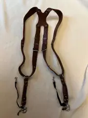 ZukaStraps Brown Leather Dual Camera Shoulder Strap Harness - Carry Two Cameras