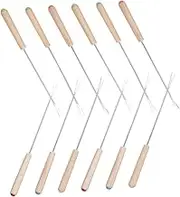 ASAKKURA 12pcs Stainless Steel Fondue Forks with Wooden Handles Dessert Server Forks for Cheese Chocolate and Fruit Dipping for Parties and Gatherings