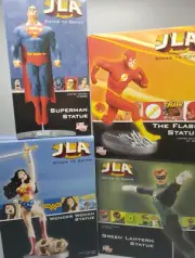 4 JLA Cover to Cover Statues Superman Flash Green Lantern Wonder Woman NEW!