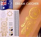FLASH TATTOO 1 Full Sheet Dream Catcher Hamsa Metallic Henna Jewellery Tattoos