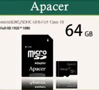 在飛比找Yahoo!奇摩拍賣優惠-Apacer 宇瞻 64G 64GB U1 Micro SD