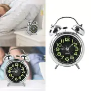Super Loud Double Bell Alarm Clock with Night Light Bedside 3" Metal Ring Clock