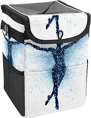 Car Trash Can with Lid and Storage Pockets Leak-Proof Organizer,Waterproof Garbage Can,Abstract Ballet Girl