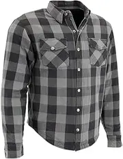 Milwaukee Performance Men's Checkered Flannel Biker Shirt with Aramid (Black/Grey, M)