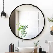 1 Set 90cm Embellir Wall Mirror Makeup Mirror Framed Round Black