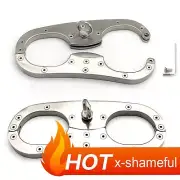 Torture Screw Lock Stainless Steel Binding Hand Wrist Cuffs Slaver Restraint Set