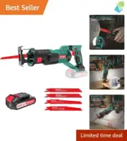 Powerful 18V Reciprocating Saw with Robust Battery and Adjustable Cutting Force