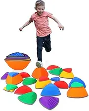 Sensory Stepping Stones,25PCS Kids Stepping Stones,Balance Stepping Stones for Toddler's coordination Skills,Non-Slip Toddler Stepping Stones Indoor&Outdoor Toys,Balance Stones Obstacle Course Chroma