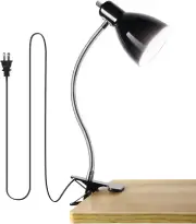 Gooseneck Clip-On Desk Lamp, 360° Rotation, Portable Reading Light