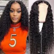 Deep Wave Lace Front Wigs Human Hair 13x4 HD Transparent Lace Frontal Wigs Hu...