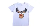 New Kids Christmas Xmas T Shirt Tee Tops 100% Cotton Boys Girls Gift Red White - Reindeer (White)