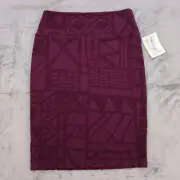 LuLaRoe Cassie Skirt Small Purple Geometric Knee Length Pull On Pencil New