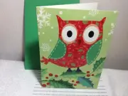 RSVP CHRISTMAS CARD New w/envelope "Hope your holiday's a "HOOT Merry Christmas"