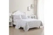 Laura Ashley Geneva Printed King Bed Size Sheet Set w 2x Pillowcase Blush Grey