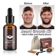 Beard Mustache Comb Massager Growth Kit Set Men Boosts Enhanced Hair Oil Balm