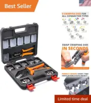 Crimping Tool Set 11 PCS - High Leverage Wire Crimper 9" - Heat Shrink, Nylon...