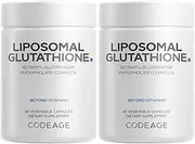 Codeage Liposomal Glutathione Supplement - Pure Reduced Setria L Glutathione Skin - Nano Encapsulated Glutathione Powder Pills - Phospholipids - Antioxidant Complex - Vegan, Non-GMO - 2 Pack