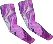 [FHEDVBN] Marble Purple Colorful Arm Sleeves Compression Arm Covers for Men Women Outdoor Sun Sleeves Cooling Sports Sleeve, Black