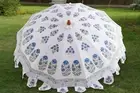 Indian Decorative Flower Block Print Garden Umbrella Outdoor Patio Sun Shade