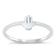 Hamsa Ring Genuine Solid Sterling Silver 925 Oxidized Face Height 5.6 mm Size 5