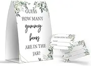 Guess How Many Gummy Bears Are In The Jar, Greenery Baby Shower Games, Greenery Theme Baby Shower - One Sign and 50 Cards (GES13)